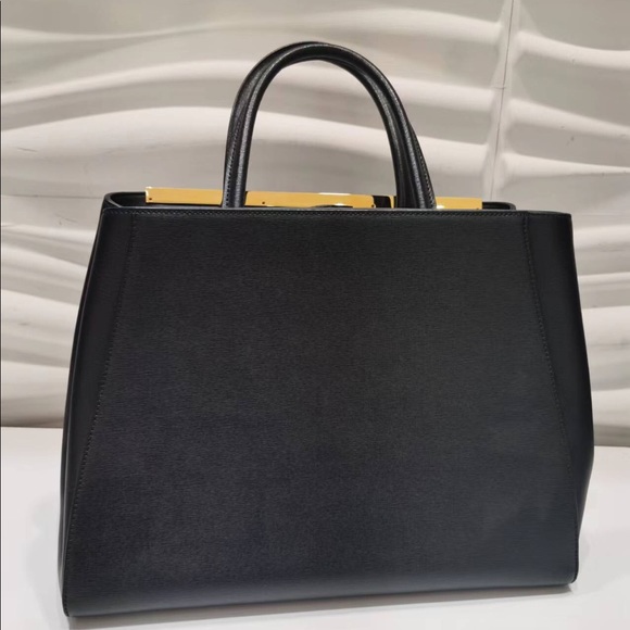 Fendi 2Jours Black Medium textured leather tote - Picture 2 of 7